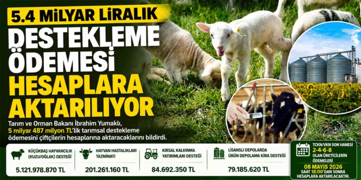 5.4 MİLYAR LİRALIK DESTEKLEME &Ouml;DEMESİ HESAPLARA AKTARILIYOR