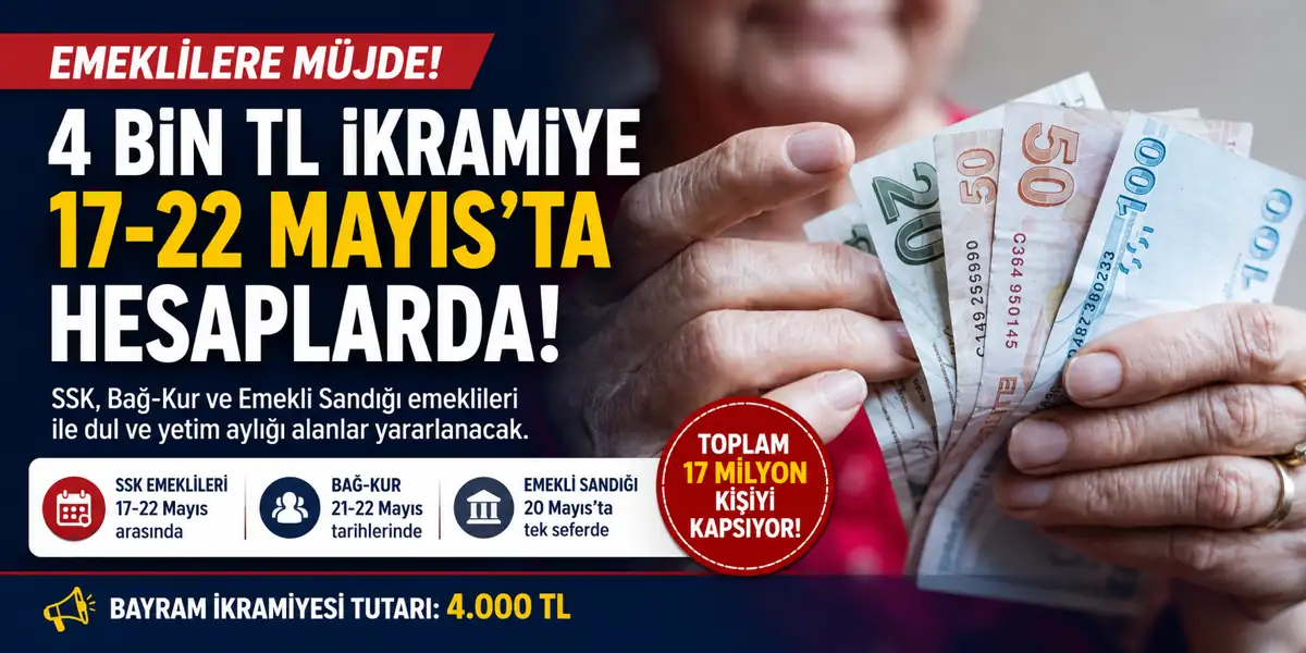 Emeklilerin 4 Bin Liralık Bayram İkramiyesi İ&ccedil;in Tarih Belli Oldu