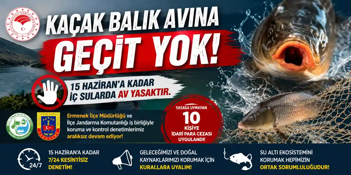 Ermenek&rsquo;te Ka&ccedil;ak Balık Avına Sıkı Denetim: 10 Kişiye Ceza