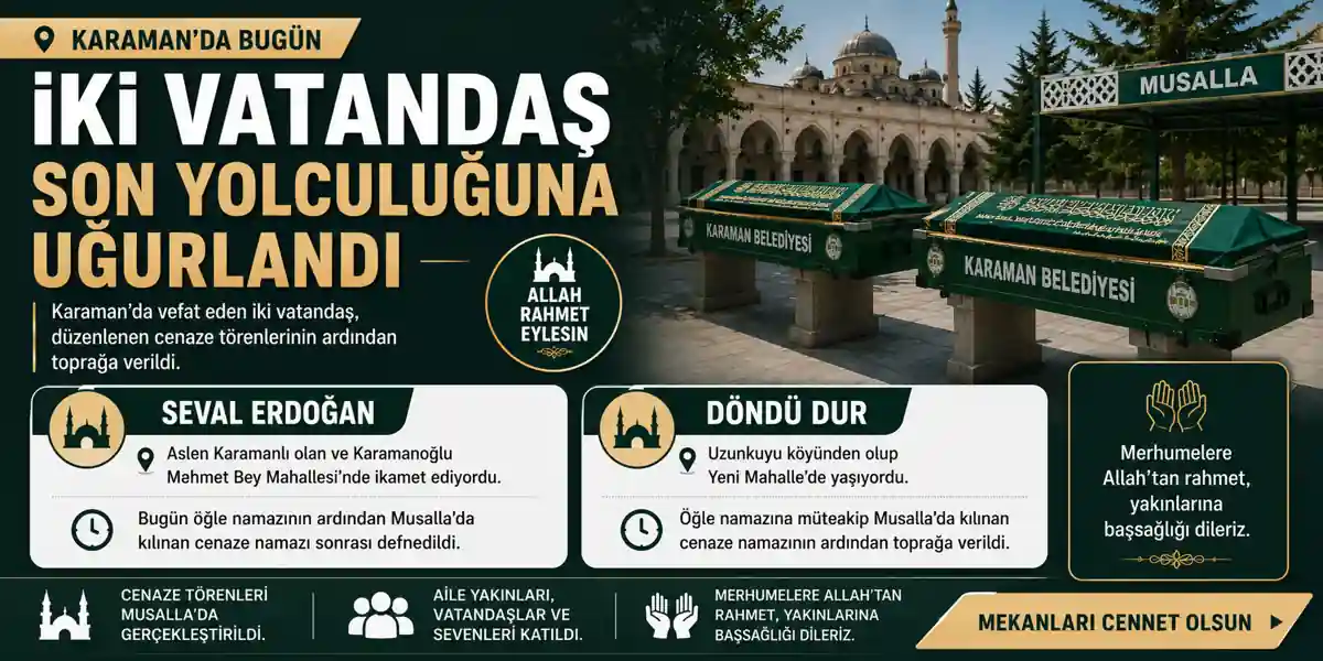 Karaman'da bug&uuml;n vefat edenler! 16 Mayıs 2026