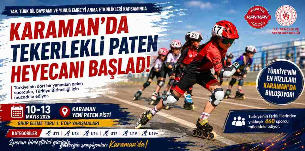 KARAMAN&rsquo;DA TEKERLEKLİ PATEN HEYECANI BAŞLADI