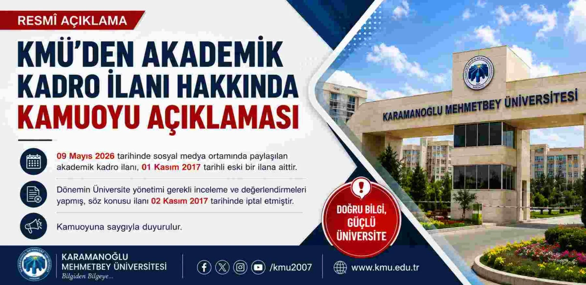 KM&Uuml;'den Eski İlana İlişkin A&ccedil;ıklama