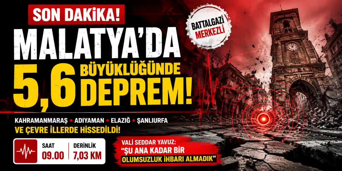 Malatya&rsquo;da 5,6 B&uuml;y&uuml;kl&uuml;ğ&uuml;nde Deprem